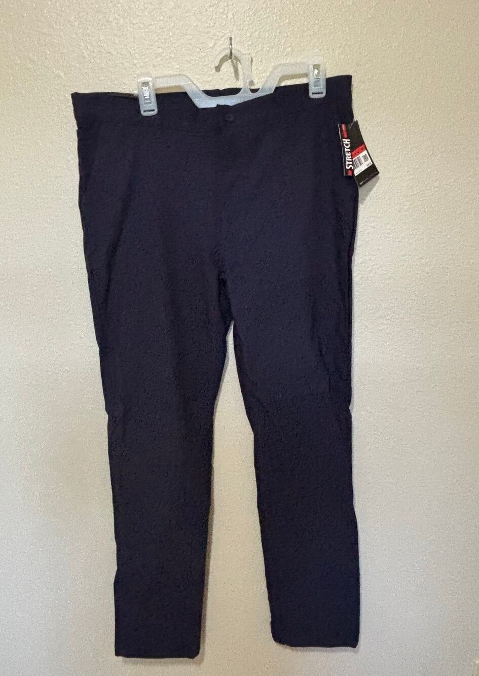 NWT Men’s Macys Galaxy by Harvic Navy Stretch Khaki Classic Pant Sz 34 X 32